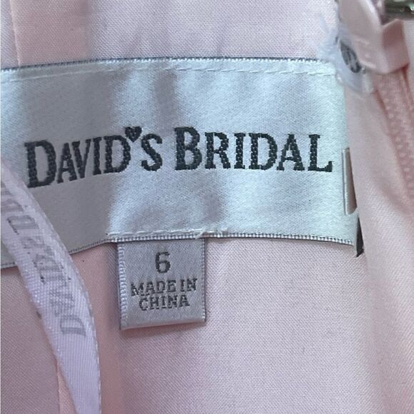David’s Bridal Pink Chiffon Bridesmaids Strapless Dress Sweetheart Neckline Sz 6 - Picture 7 of 9